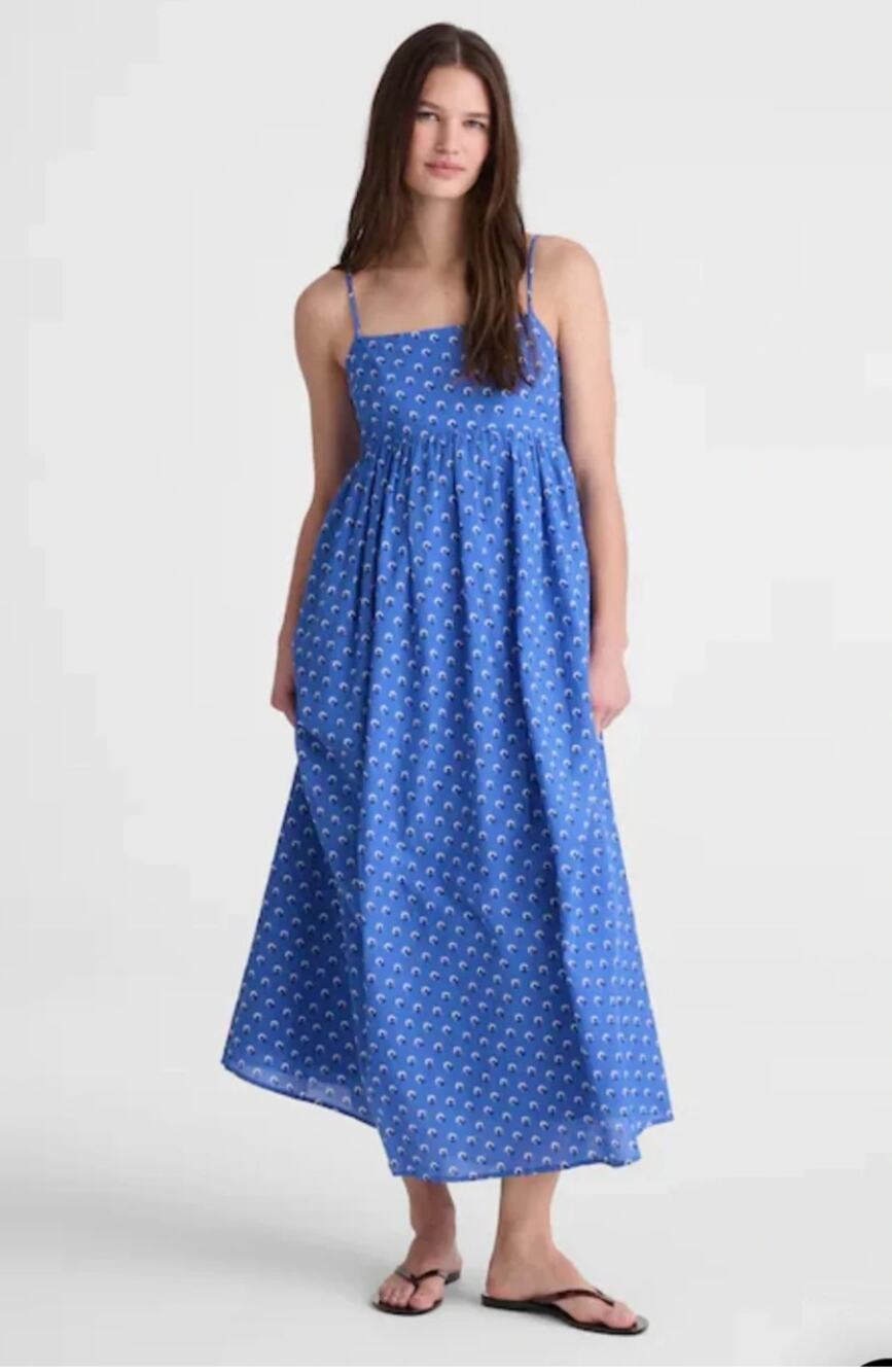 Madewell Empire Waist Midi Dress S NWT Blue Floral OA329 Coastal Boho Western